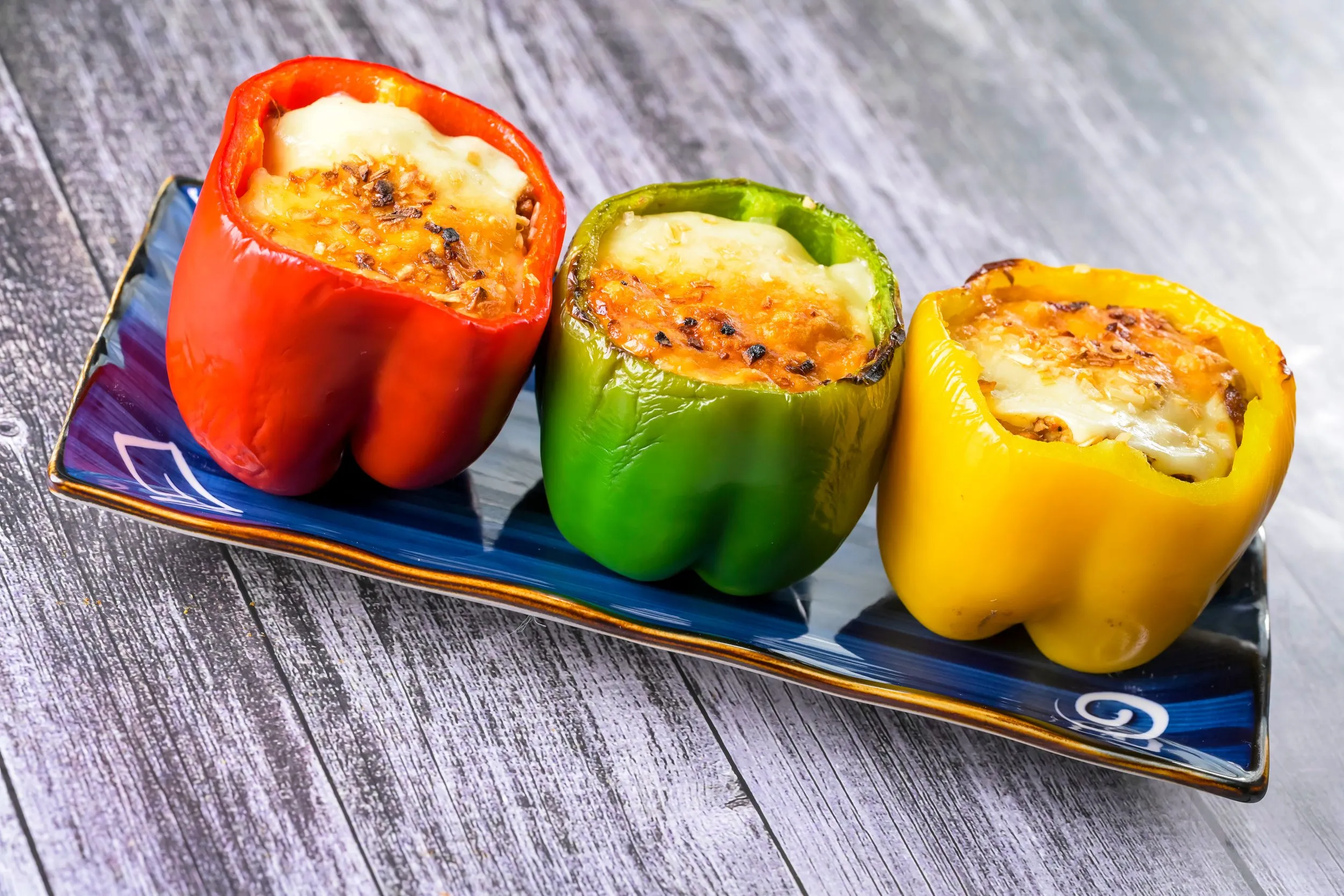Stuffed Bell Peppers with Mashed Potatoes, Eggs and Chicken
